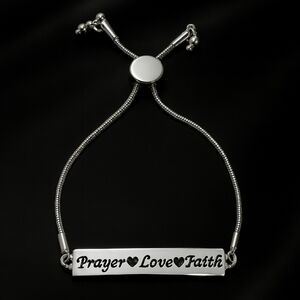 Prayer Love Faith Silver Tone Bracelet – Adjustable Bolo Jewelry for Inspiration